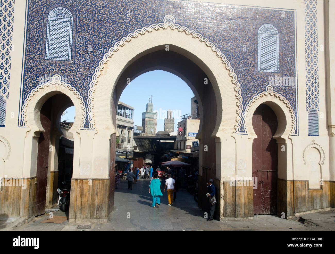 Bab Bou Jeloud, Fes Medina, Marocco Foto Stock