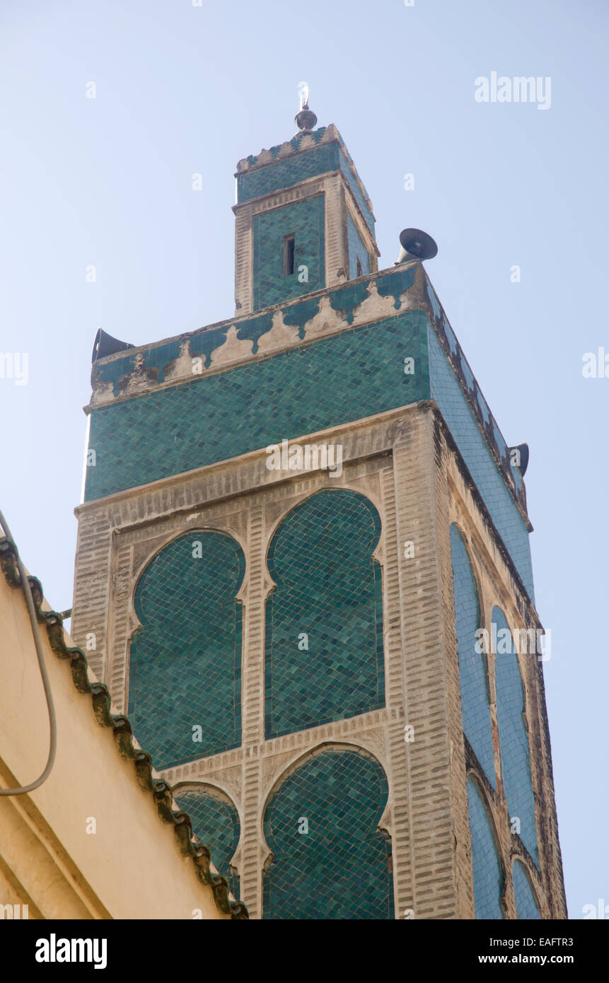 Sidi Ahmed Tijani minareto, Fes Marocco Foto Stock