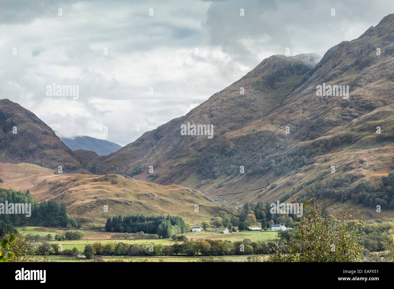 Vista su Glen Ure in Argyll, Scozia. Foto Stock