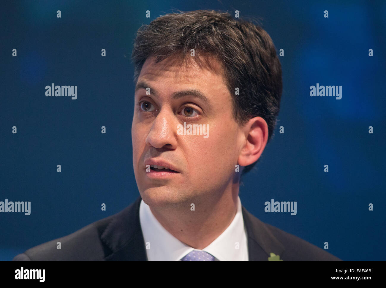 Ed Miliband risolve la conferenza di CBI Londra Foto Stock