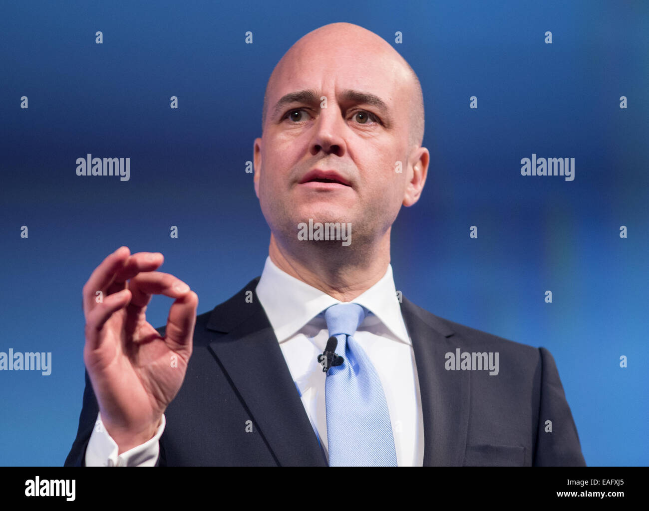 Fredrik Reinfeldt, leader del partito moderato-ex primo ministro di Svezia Foto Stock