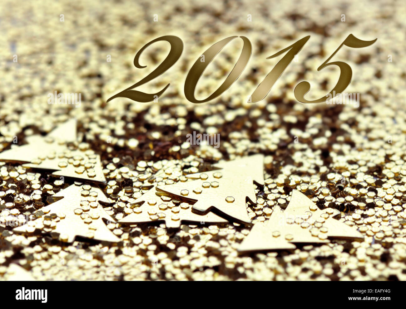 2015 golden confettis e luccica sullo sfondo Foto Stock