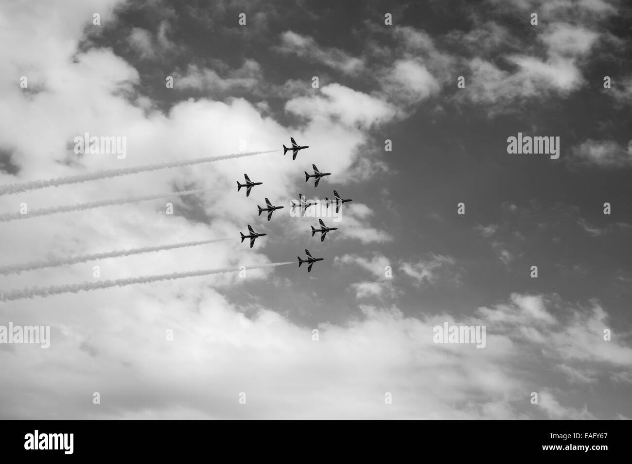 Le frecce rosse display di volo presso il Malta International Airshow 2014, Fred formazione Foto Stock