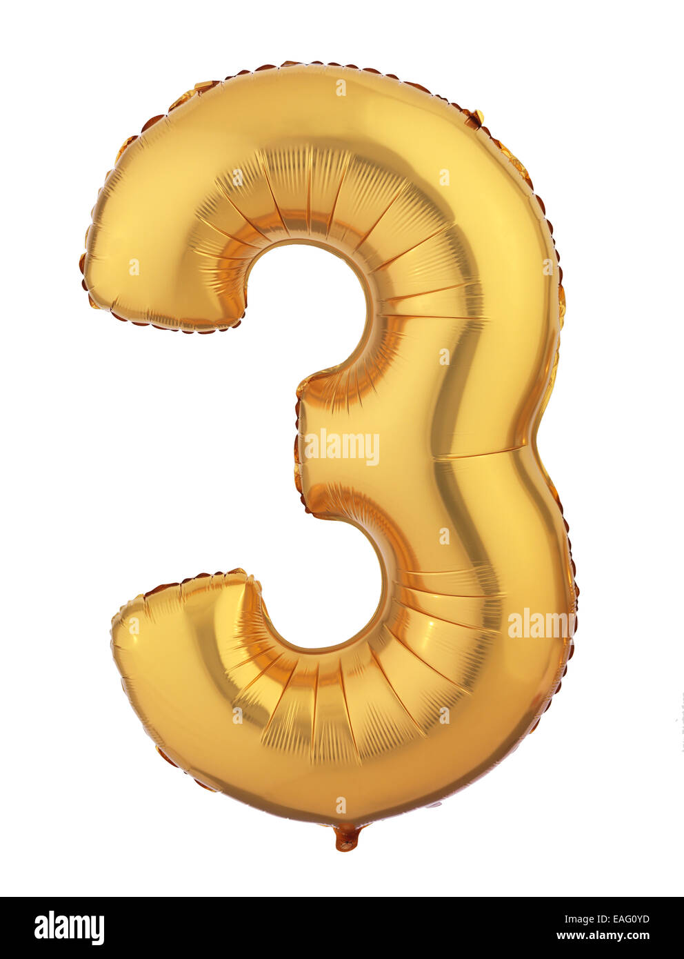 Numero 3 tre, fatto di palloncino di elio gonfiabile dorato. Gold foil font  balloon parte del set completo di numeri, isolato su bianco. Festa di  compleanno Foto stock - Alamy