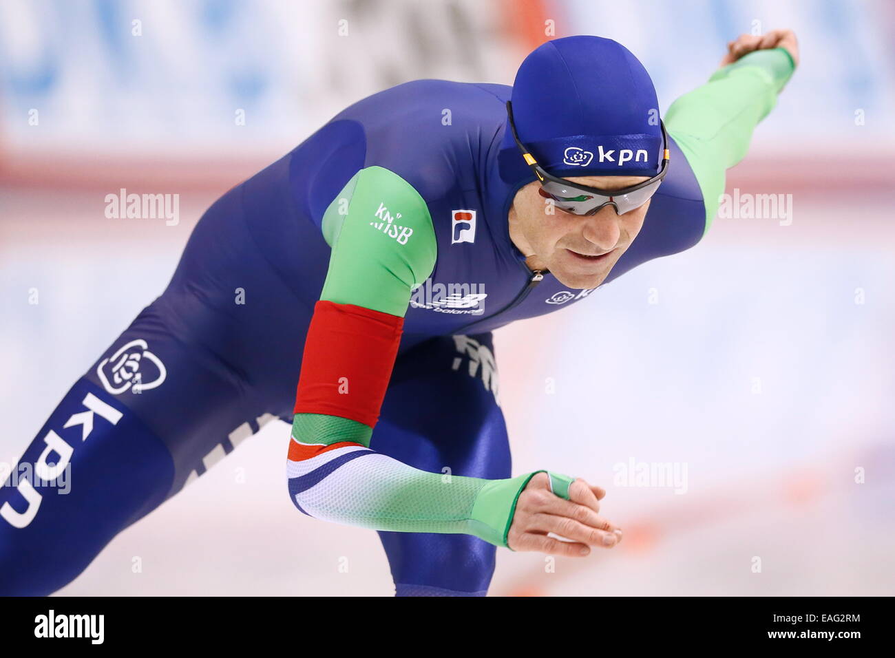 Obihiro, Giappone. Xiv Nov, 2014. Bob de Jong (NED) pattinaggio di velocità : Uomini 5000m DivisionA dell'ISU di pattinaggio di velocità World Cup a Meiji Hokkaido Tokachi ovale in Obihiro, Giappone . Credito: AFLO SPORT/Alamy Live News Foto Stock