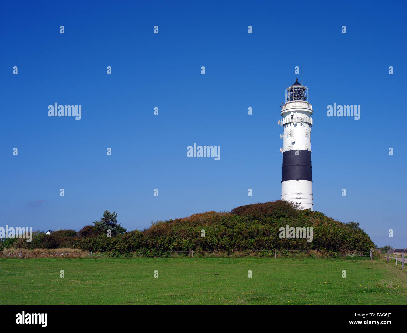 Il bianco e nero faro da Kampen, isola di Sylt Foto Stock