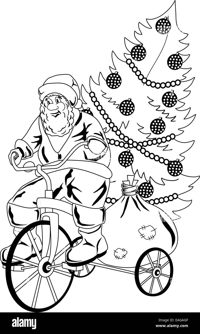 Santa Claus giostre la bicicletta Foto Stock