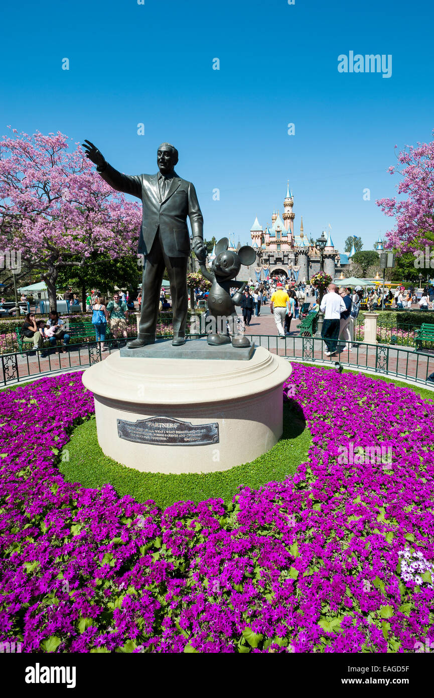 Walt Disney e Topolino a Disneyland California USA Foto Stock