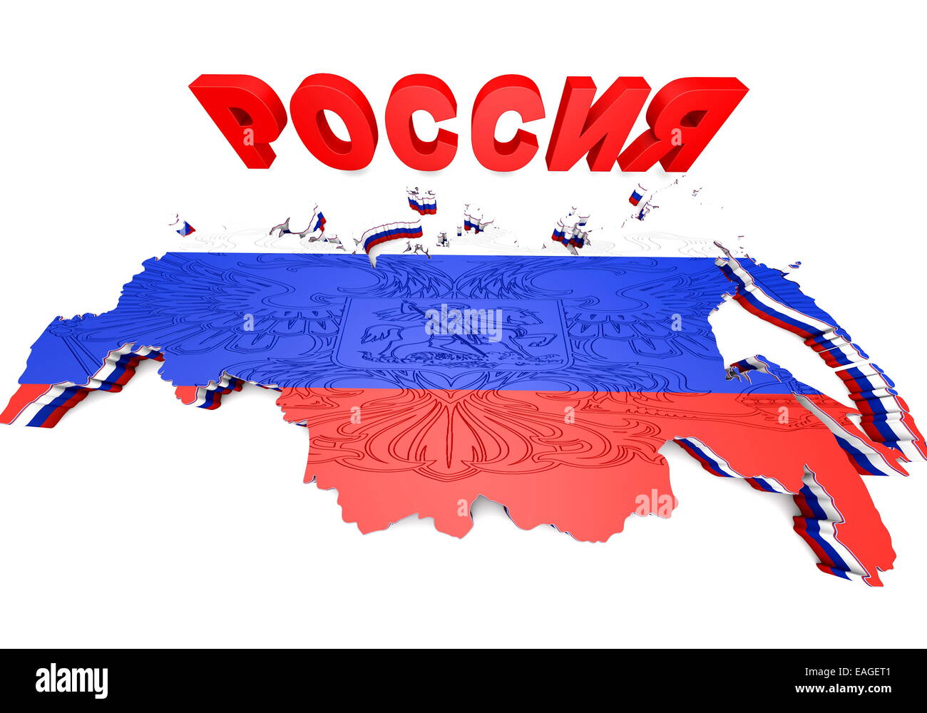 3D illistration della Russia mappa con bandiera Foto Stock