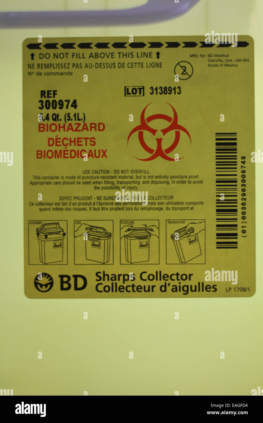 Un medico di bidone dei rifiuti Foto Stock