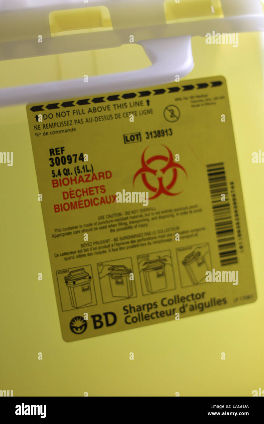 Un medico cestino dei rifiuti Foto Stock