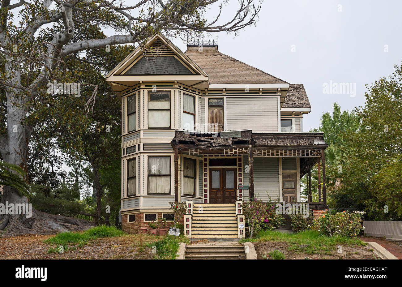 Le belle case in stile vittoriano su Carroll Avenue in Echo Park. Foto Stock