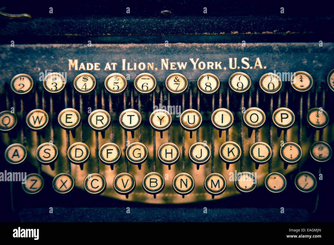 Close up di antichi tastiera macchina da scrivere Foto Stock