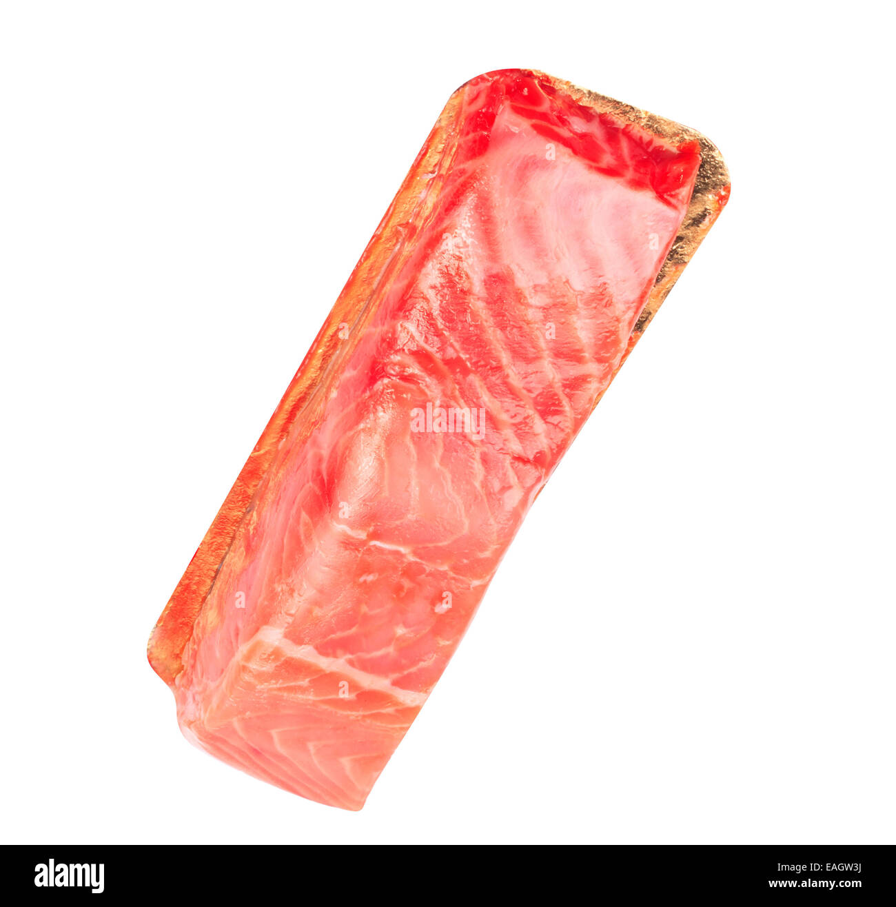 Pezzo di pesce rosso Filetto isolato su bianco Foto Stock