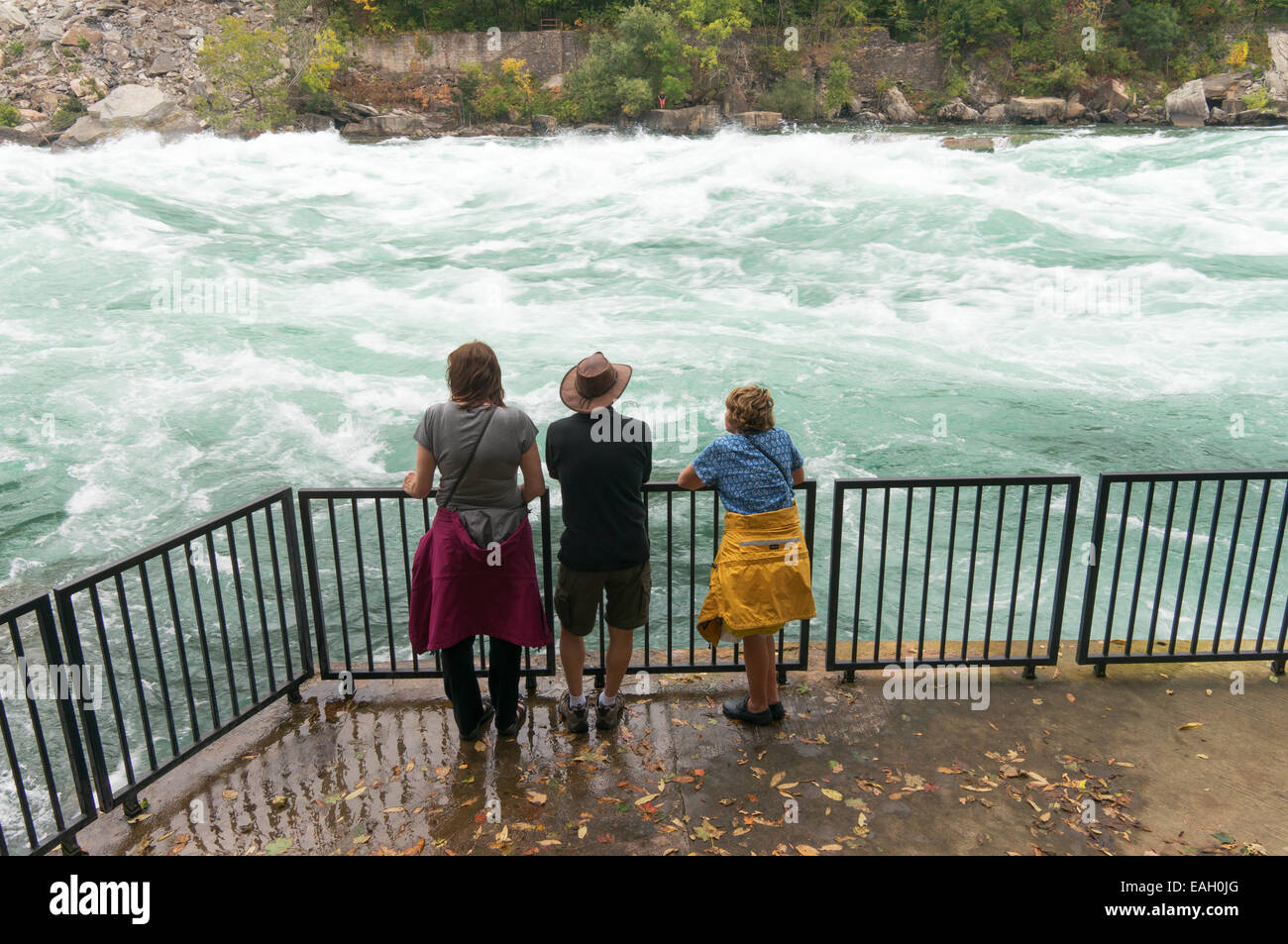 I visitatori di Niagara Gorge rapids sulla piattaforma di osservazione, Ontario, Canada Foto Stock I visitatori di Niagara Gorge rapids sulla piattaforma di osservazione, Ontario, Canada Foto Stock