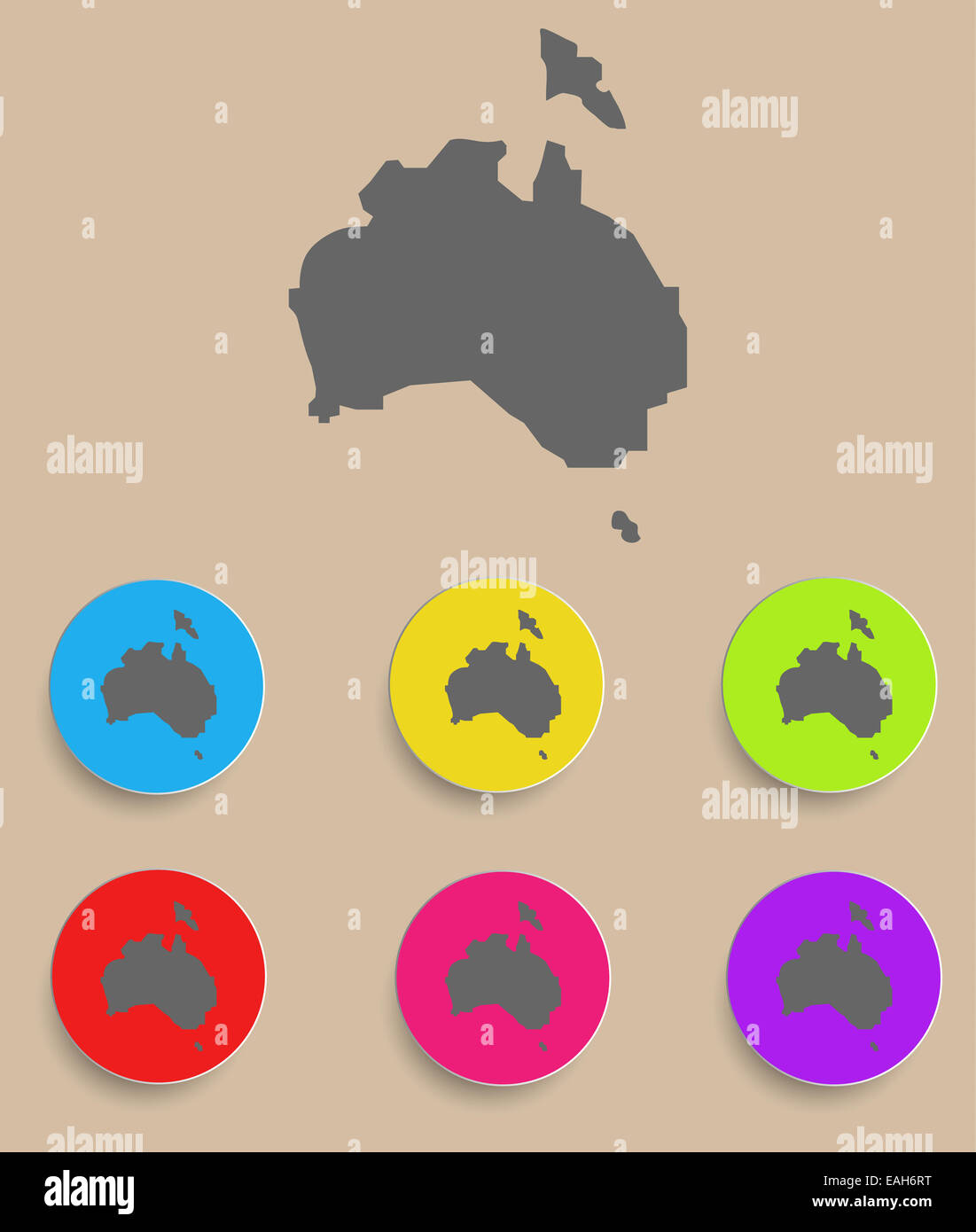 Australia mappa - icona isolato. Vettore Foto Stock