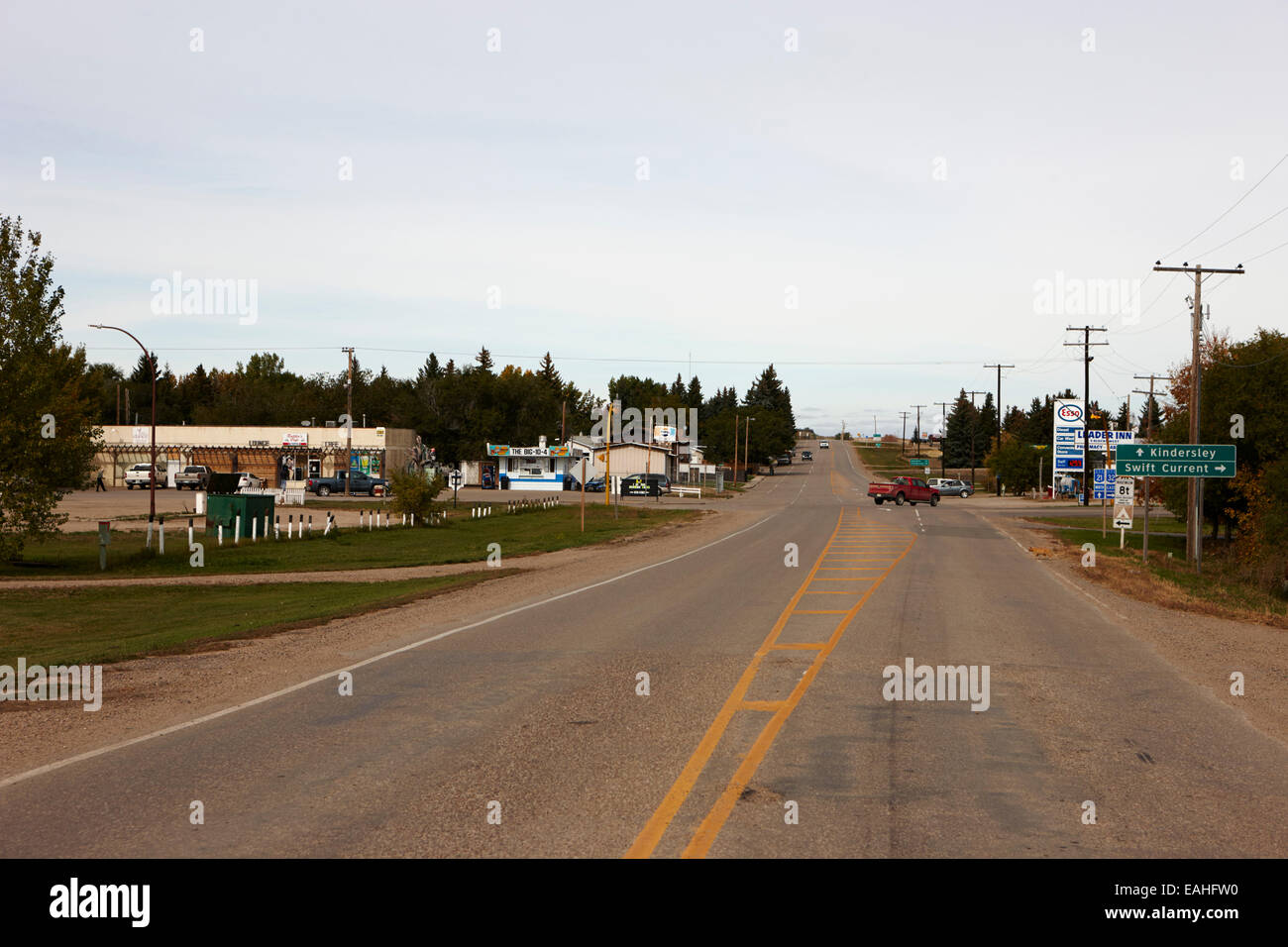 Saskatchewan Highway 21 attraverso la città di leader sk Canada Foto Stock