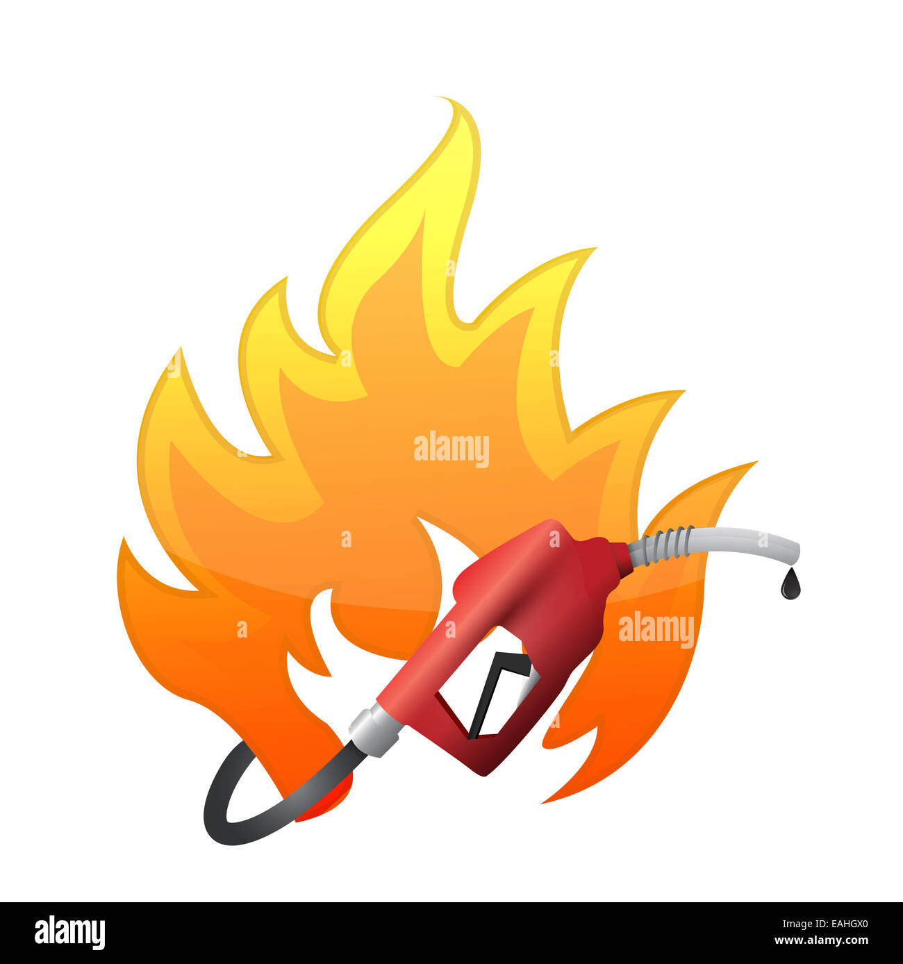 Il fuoco con un gas ugello della pompa Foto Stock