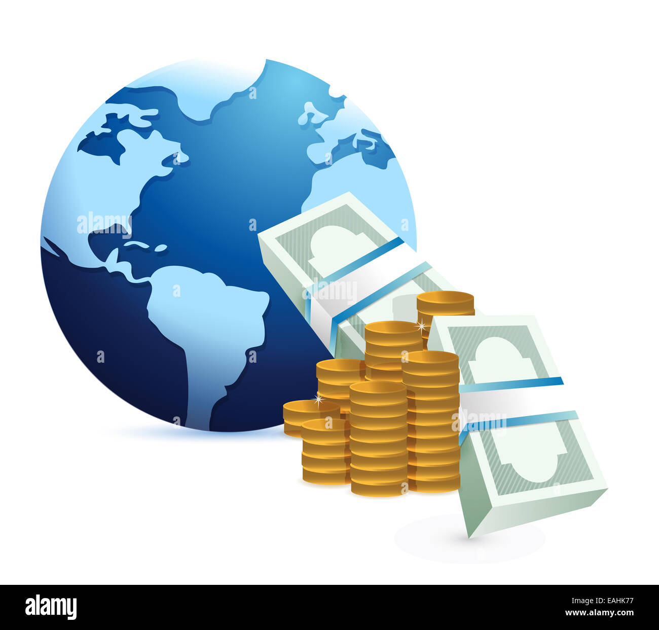 Monetaria concetto internazionale illustration design su uno sfondo bianco Foto Stock