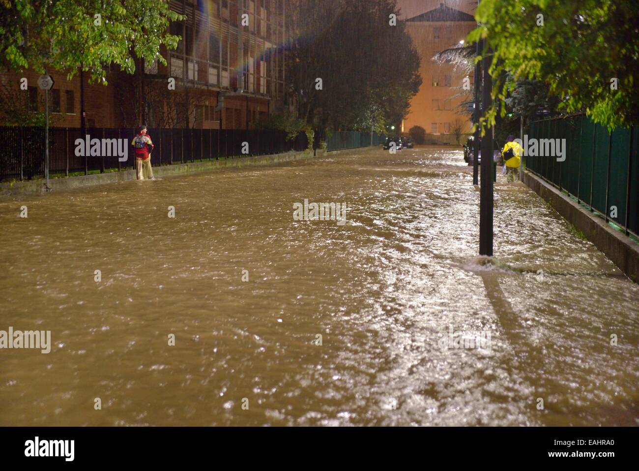 Milano, Italia. Xv Nov, 2014. Le inondazioni del fiume Seveso a Milano Foto Stock