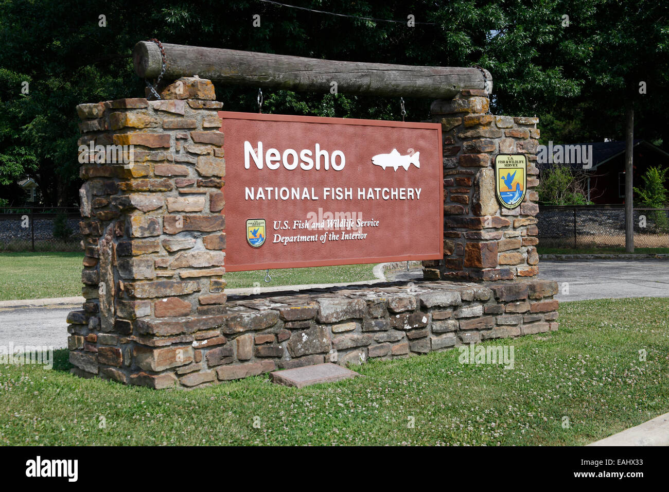 Neosho National Fish Hatchery Sign-Monument Foto Stock