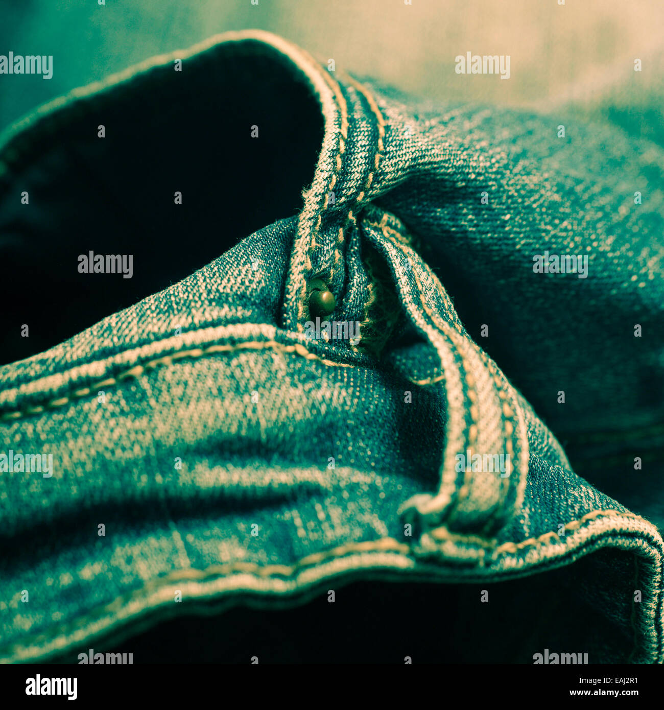 Macro dettaglio di jeans blu Foto Stock