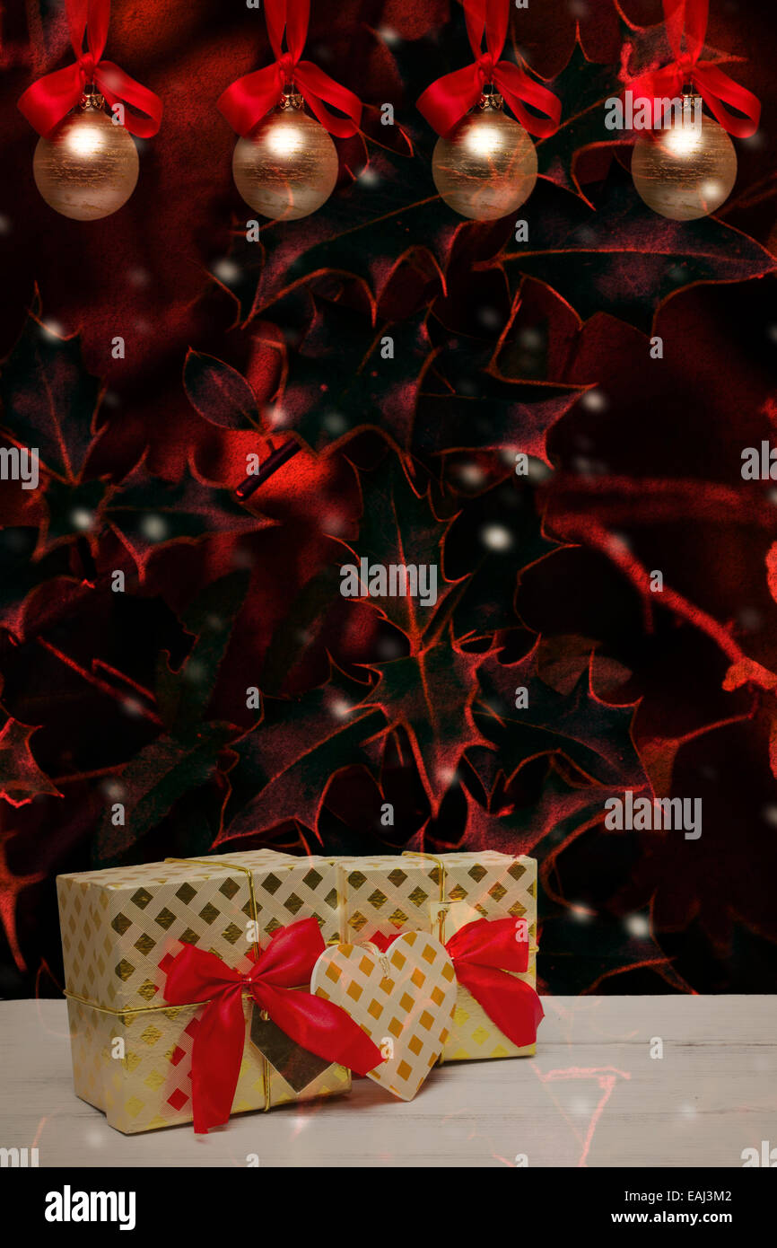 Il tempo di Avvento e Natale carta con sfondo festosa e copyspace Foto Stock
