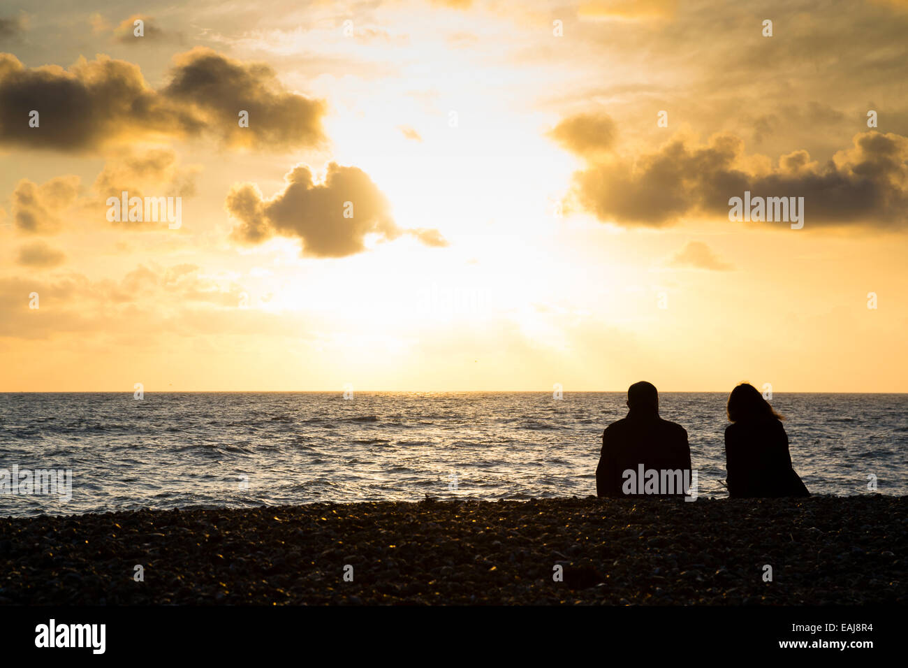 Brighton, Regno Unito. Xv Nov, 2014. Giovane stagliano dal tramonto sulla spiaggia di Brighton. Credito: Dave Stevenson/Alamy Live News Foto Stock