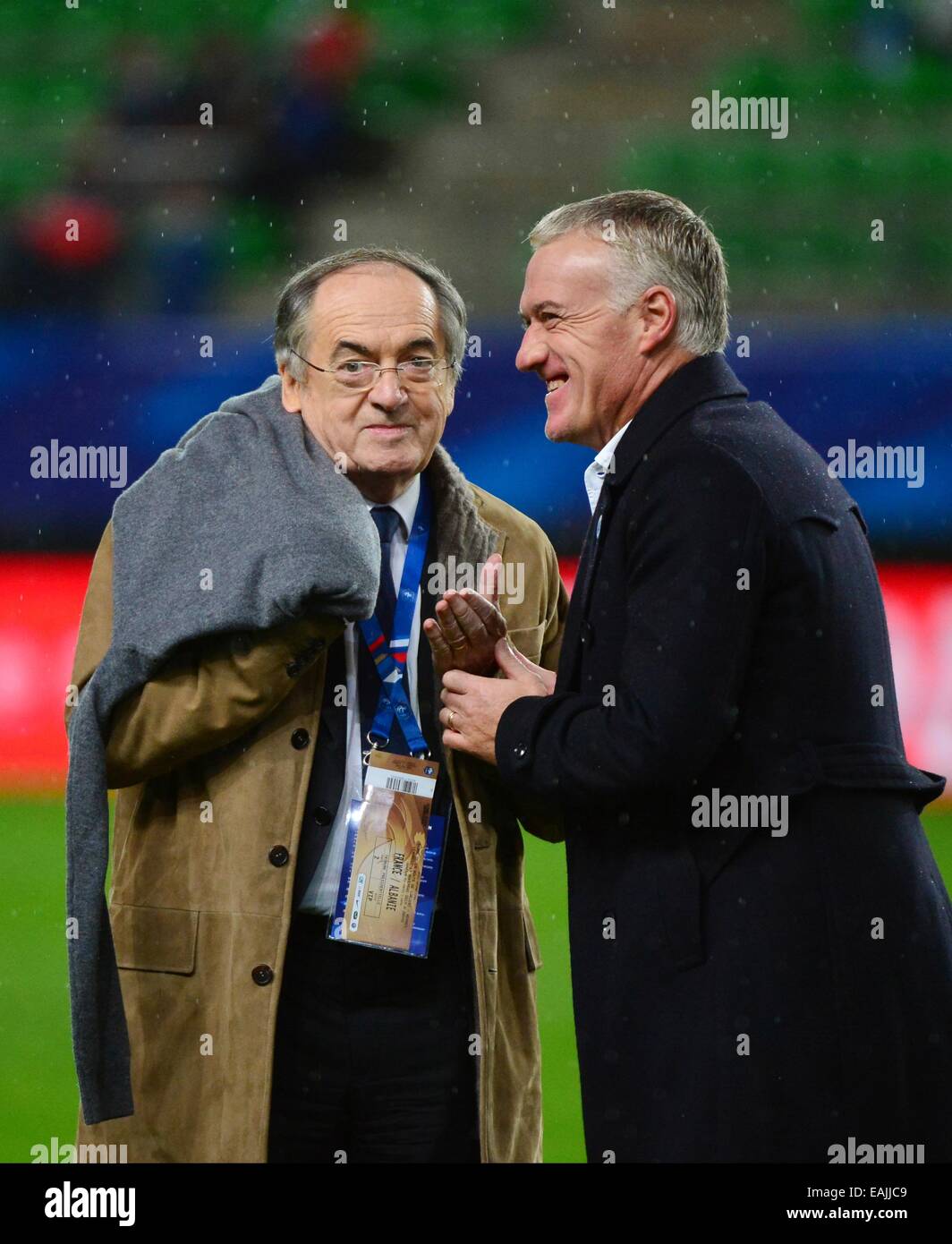 Noel LE GRAET/Didier DESCHAMPS - 14.11.2014 - Francia/Albanie - Match amical : Rennes- Photo : Dave inverno/Icona Sport Foto Stock