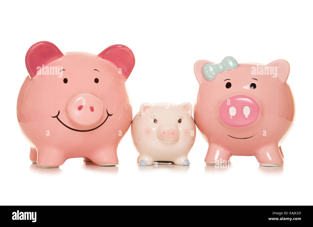 Il risparmio per il futuro piggybanks intaglio Foto Stock