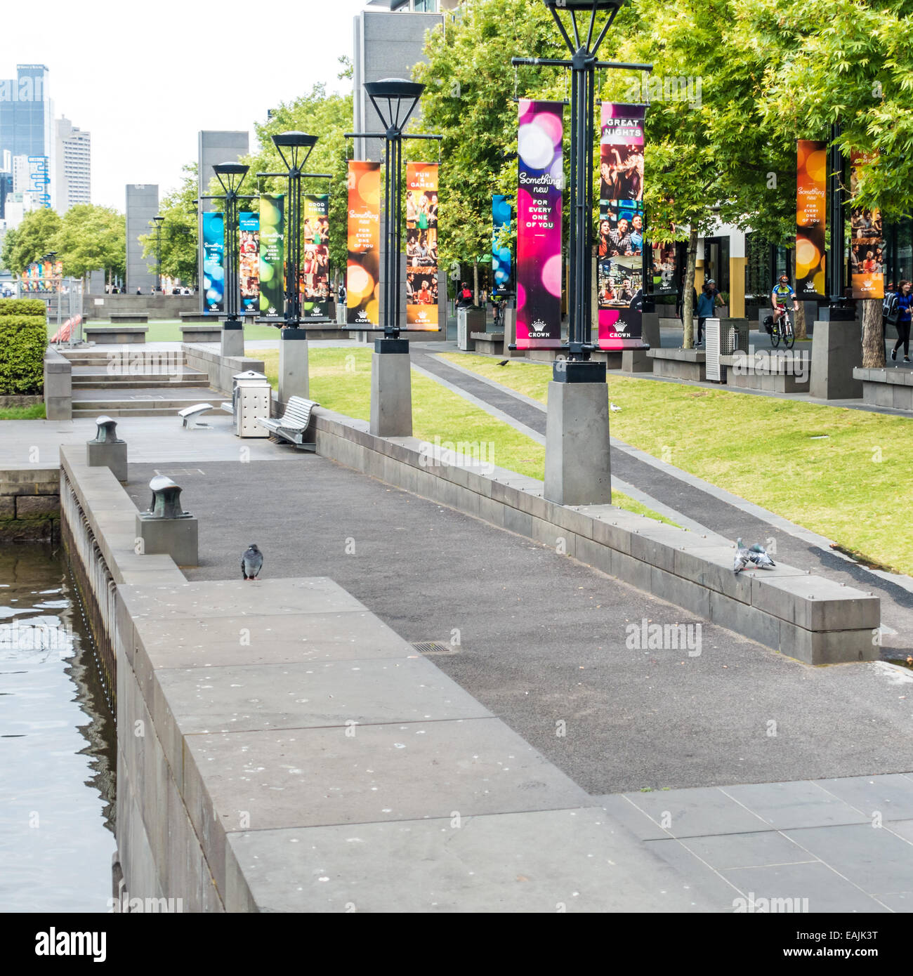 Poster pubblicità Crown Casino on Southbank Promenade, sul Fiume Yarra, Melbourne. Foto Stock