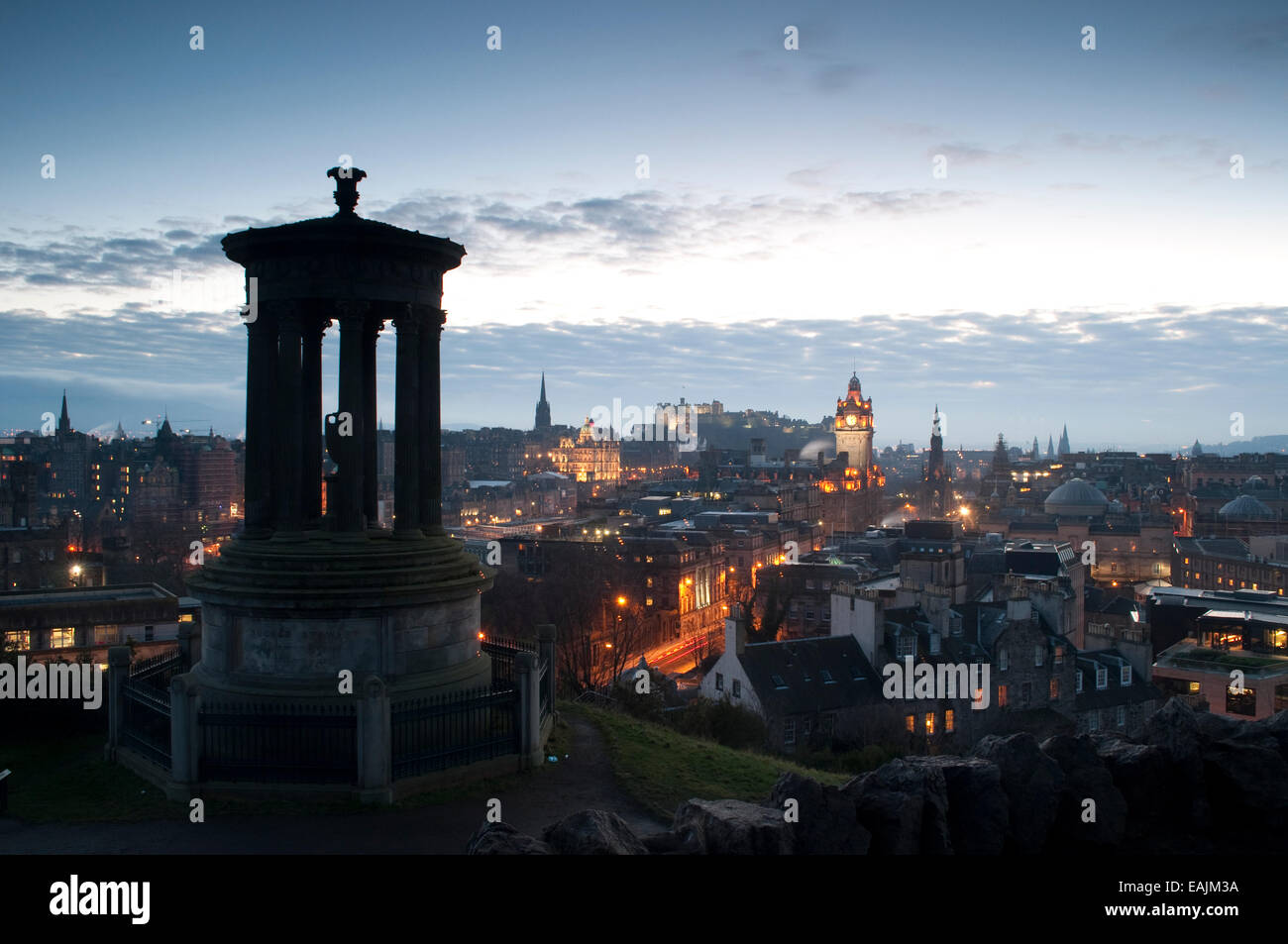 Edinburgh Skyline presi da Calton Hill Foto Stock