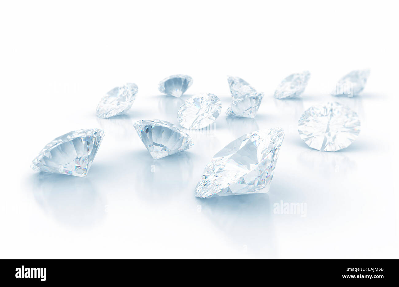 Diamanti isolato su bianco Foto Stock