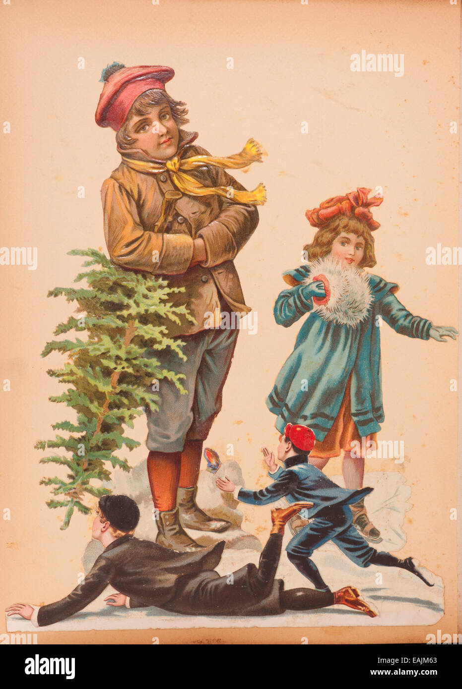 Vintage natale rottami di scena libro sfondo adesivi Foto Stock