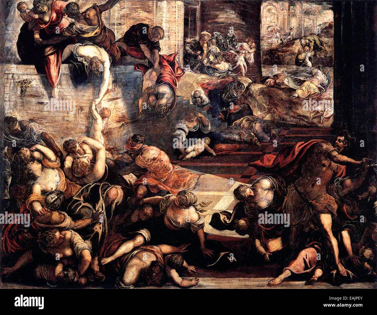 Jacopo Tintoretto - La strage degli innocenti, circa 1585 Foto Stock