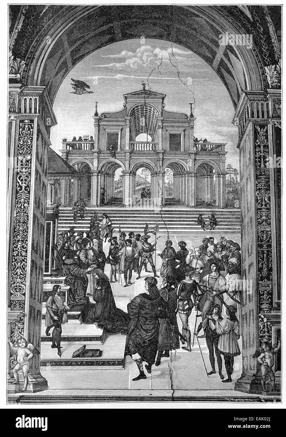 Incoronazione di Enea Silvio Piccolomini, 1405 - 1464, Papa Pio II, della Chiesa cattolica da Federico III, 1415 -1493, Imperatore o Foto Stock