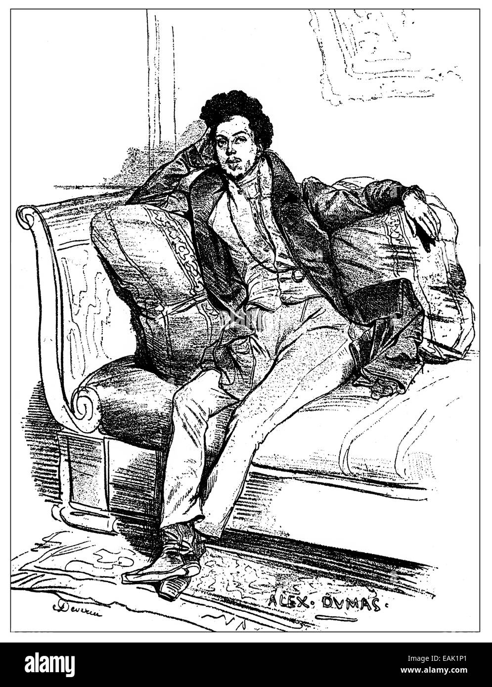 Alexandre Dumas il sambuco noto anche come Alexandre Dumas Davy de la Pailleterie o Alexandre Dumas père, 1802 - 1870, un francese wr Foto Stock