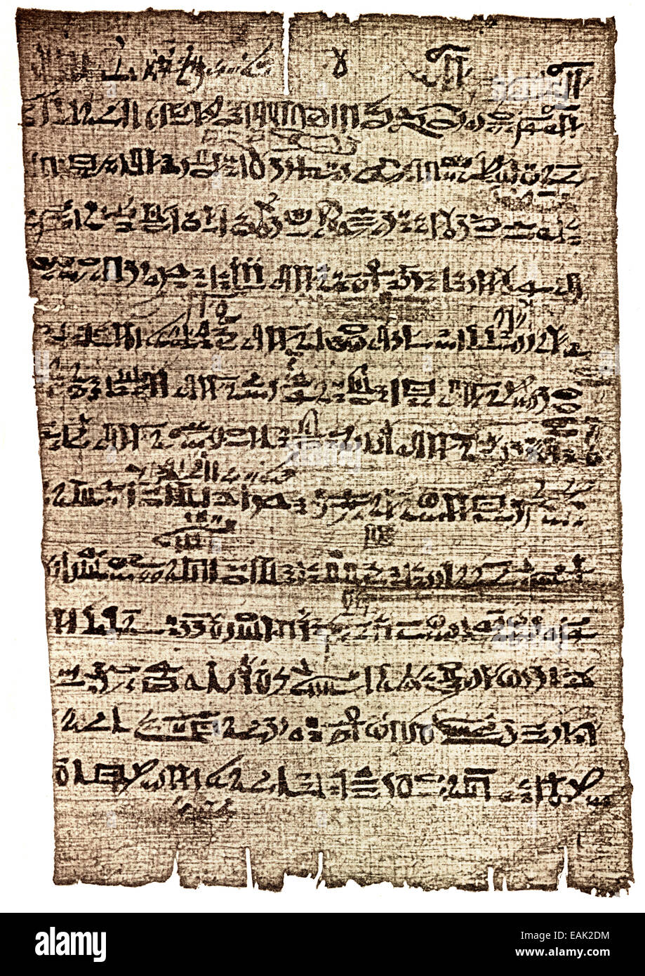 Il papiro con script ieratico, descrizione di Pi-Ramesses, capitale dell antico Egitto costruita sotto Ramses II, ca 1278 BC, Papyru Foto Stock