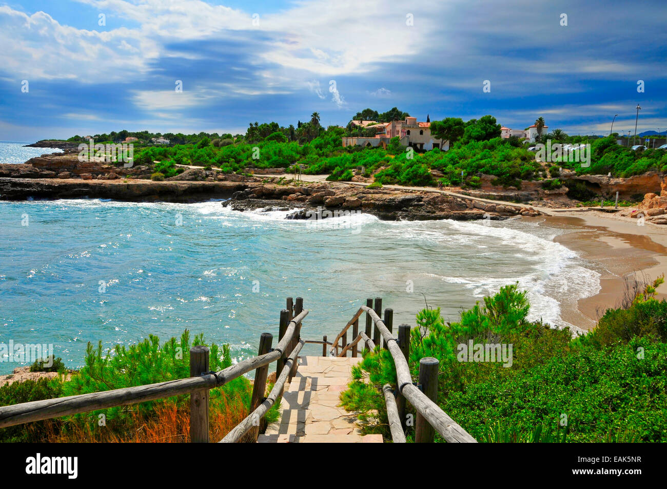 Vista di Cala Vidre in Ametlla de Mar, Catalogna, Spagna Foto Stock