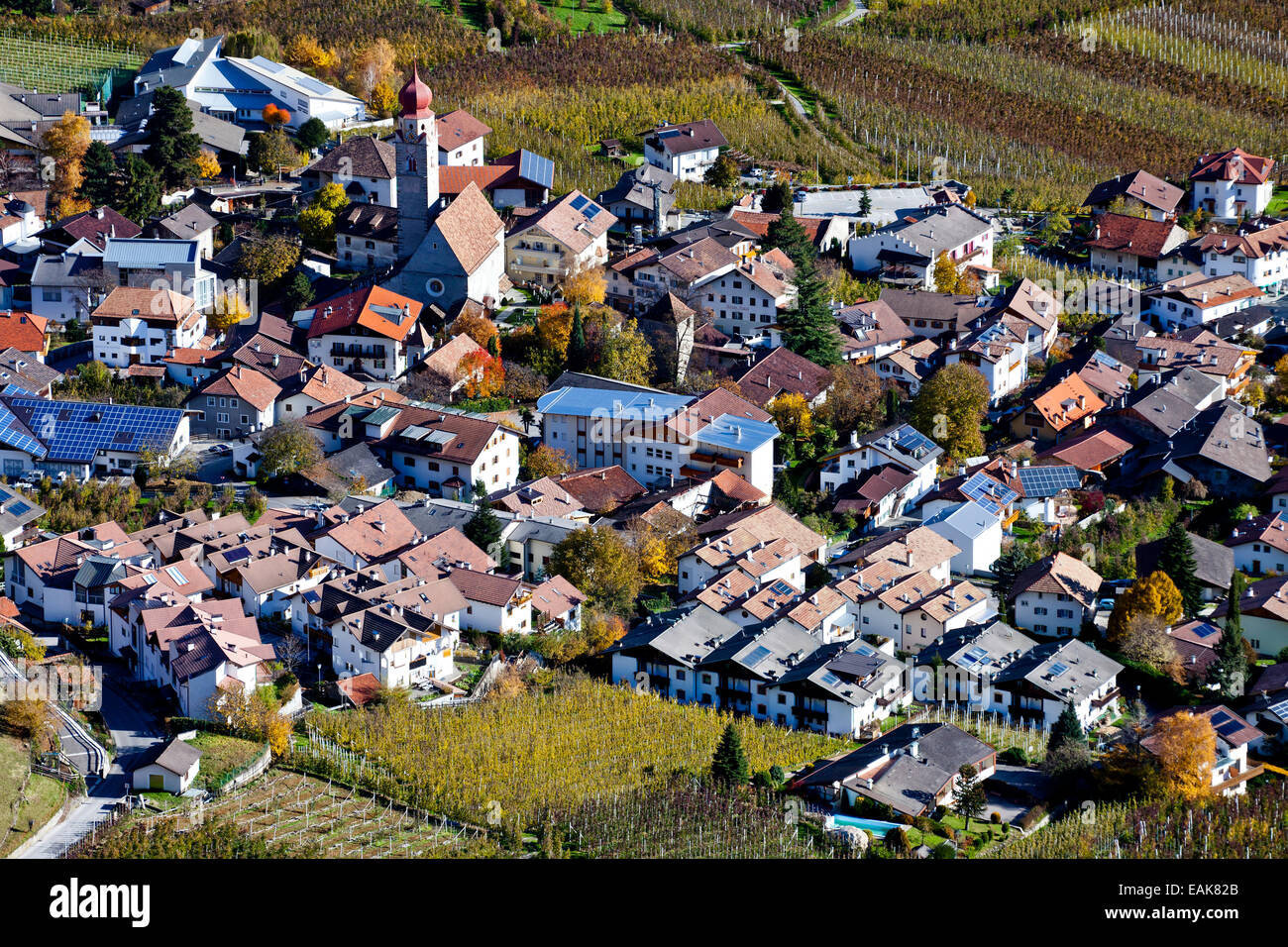 Villaggio di Parcines, Val Venosta, Alto Adige Provincia, Trentino-Alto Adige, Italia Foto Stock