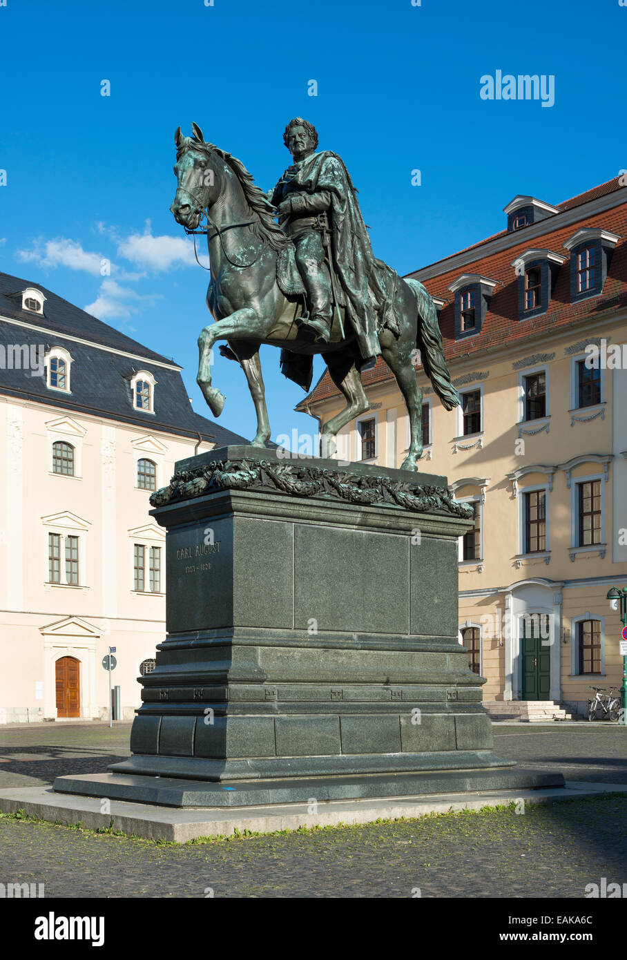 Carl Agosto monumento, statua equestre, in bronzo, Weimar, Turingia, Germania Foto Stock