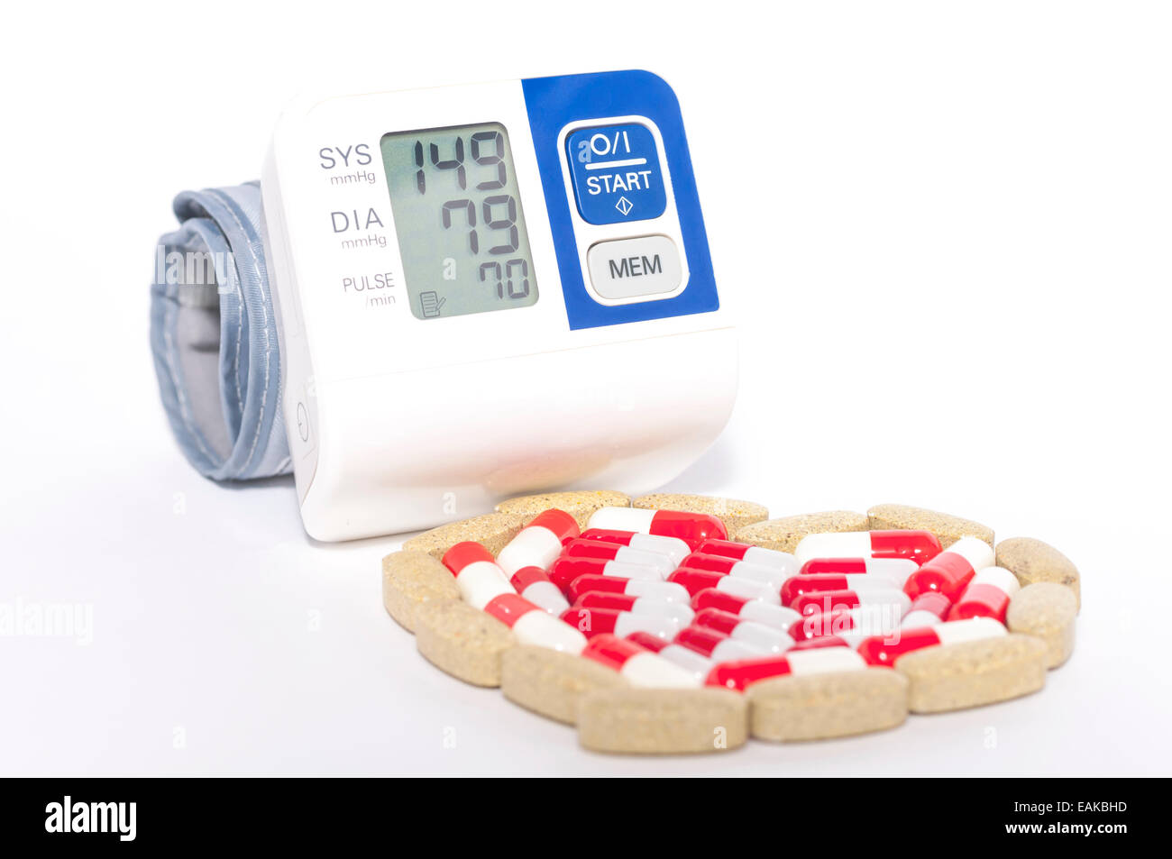 Cuore di pillole e della pressione del sangue Foto Stock