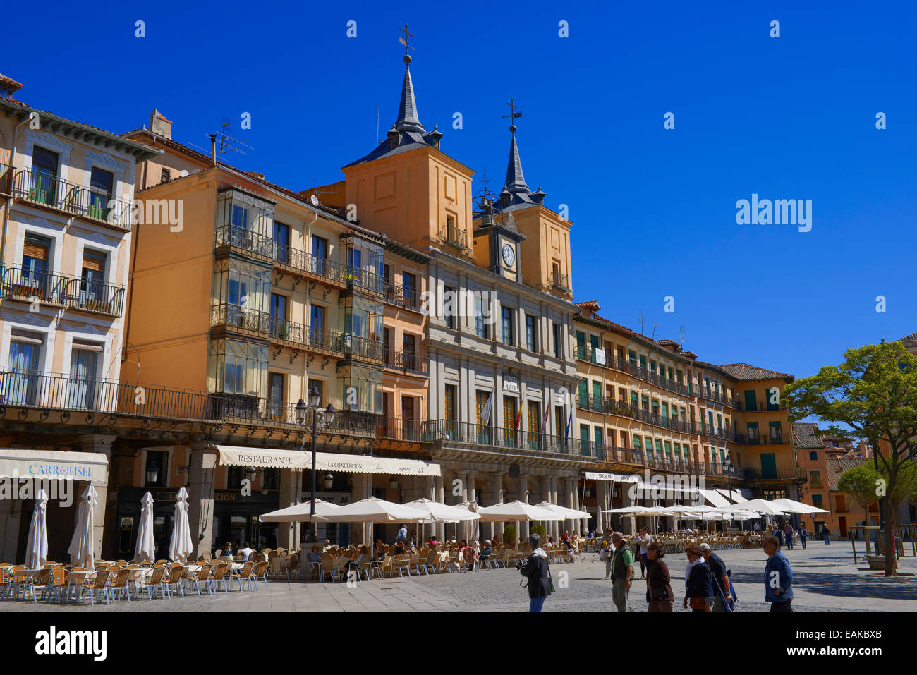 Piazza principale, il Municipio, Segovia, Castiglia-Leon, Spagna Foto Stock