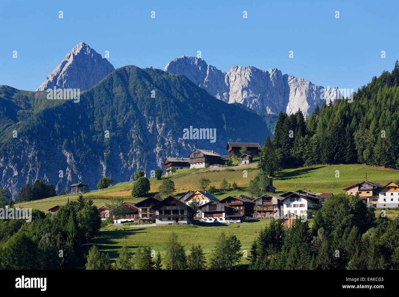 Le Alpi Carniche, villaggio della Nostra, Nostra, Lesachtal, Hermagor District, Carinzia, Austria Foto Stock