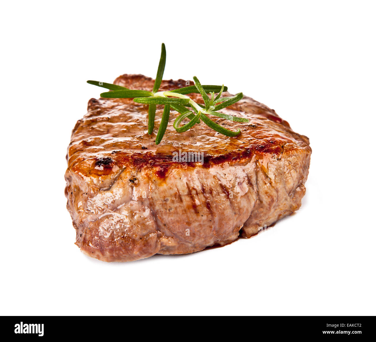 Deliziosa bistecca di manzo isolato su sfondo bianco Foto Stock