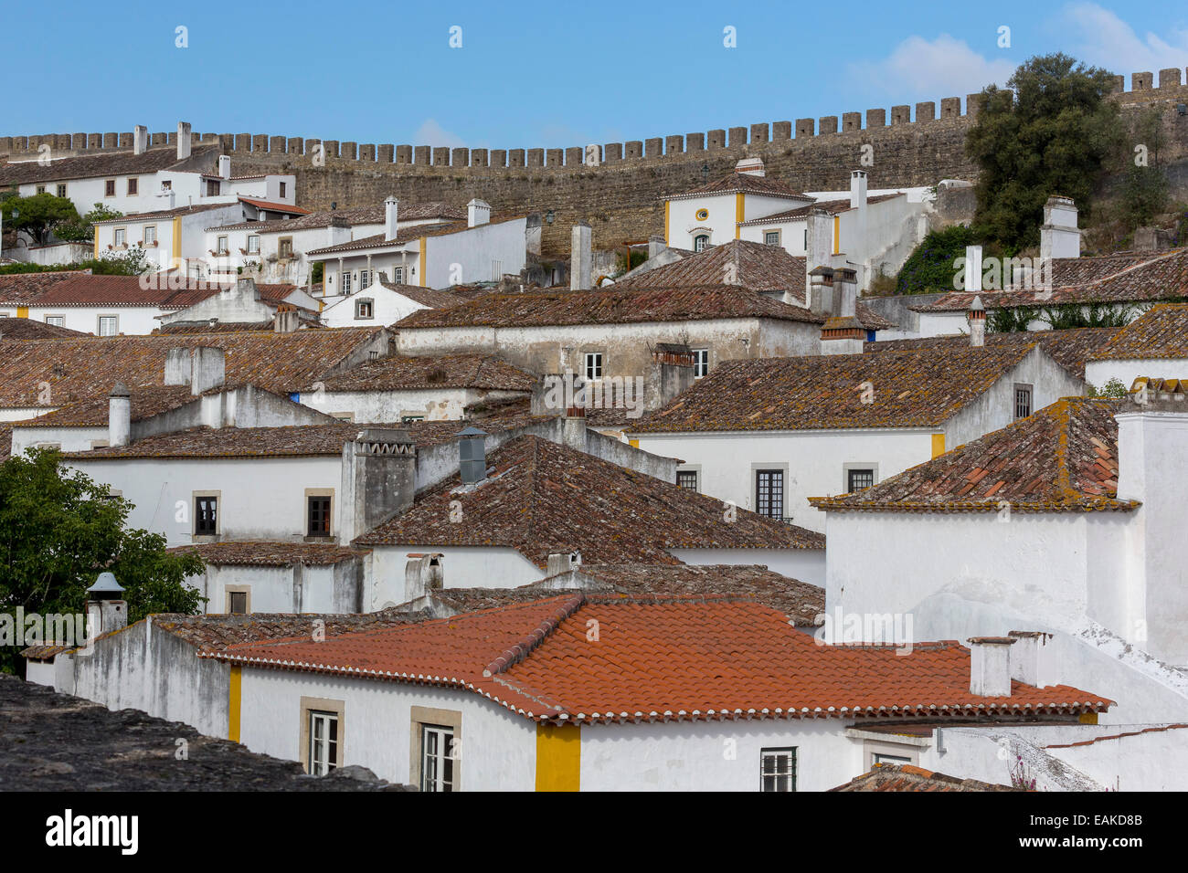 Case di Óbidos, Óbidos, Distretto di Leiria, Portogallo Foto Stock