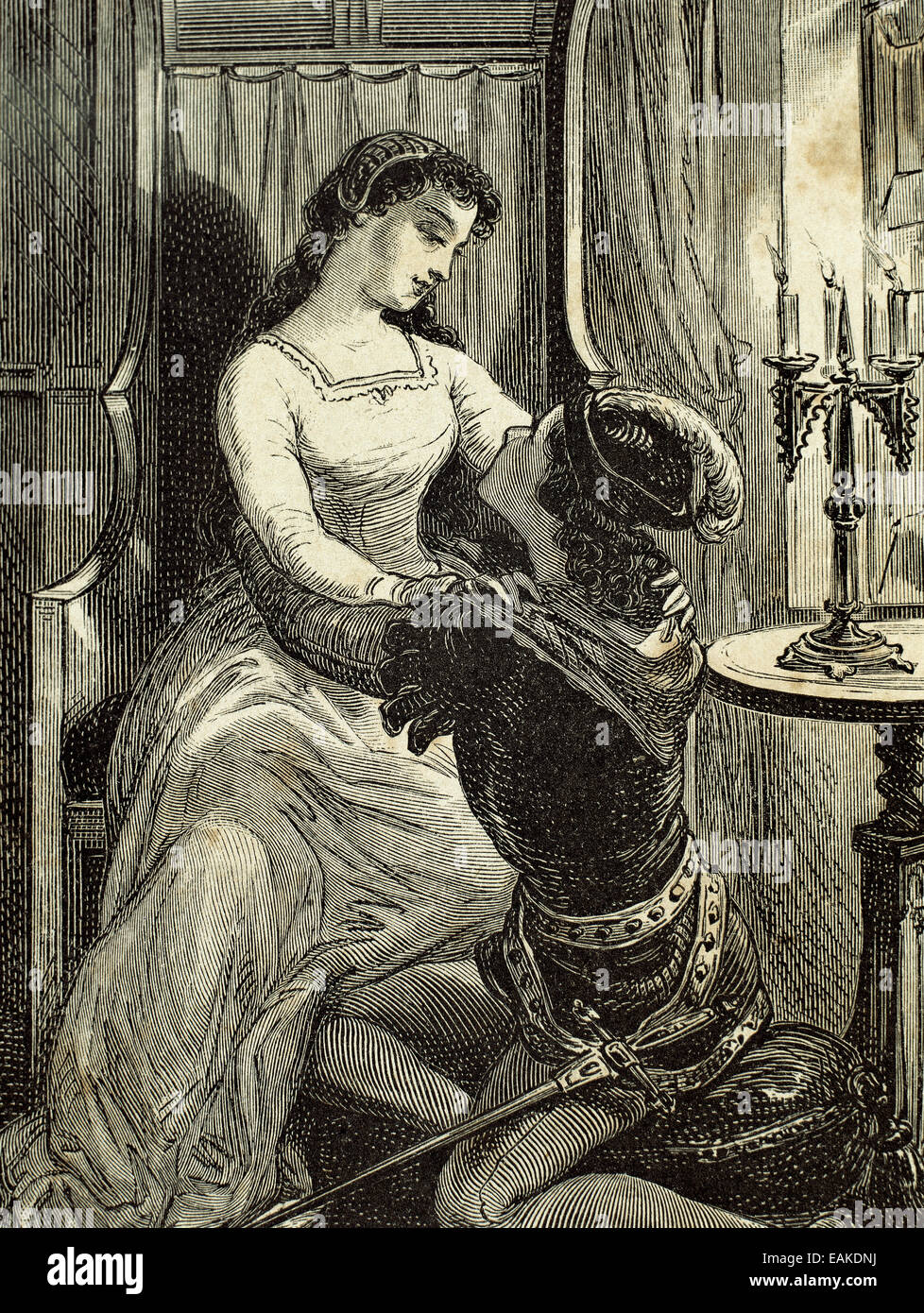 William Shakespeare (1564-1616). Scrittore inglese. Romeo e Giulietta. Incisione del XIX secolo. Foto Stock