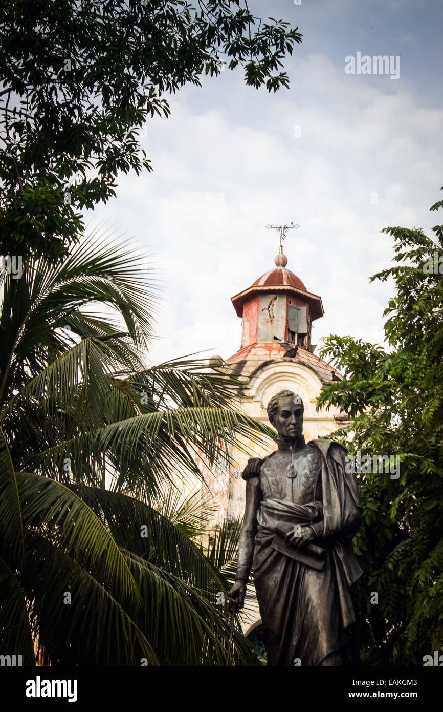 Statua di Simon Bolivar, Mompox Foto Stock