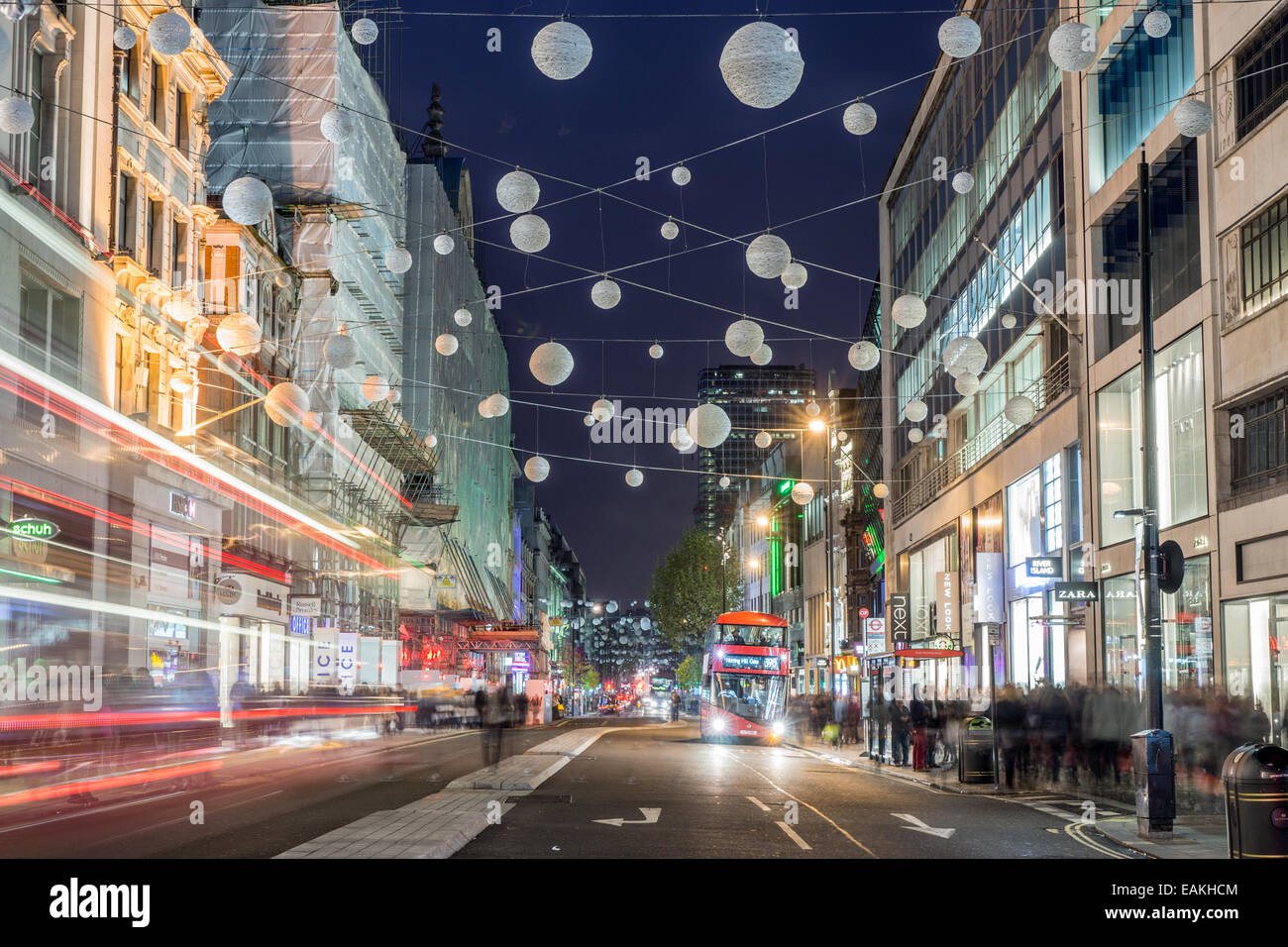 Oxford Street London decorazioni di Natale Foto Stock
