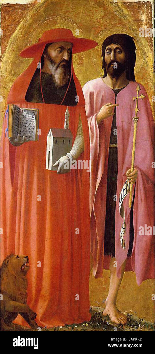 Masaccio San Gerolamo e San Giovanni Battista Foto Stock